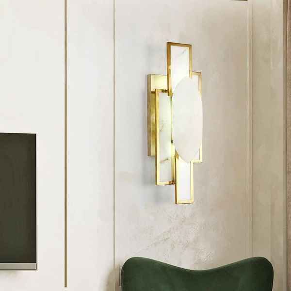 

wall lamp chinese marble postmodern creative personality bedroom bedside aisle living room background light luxury