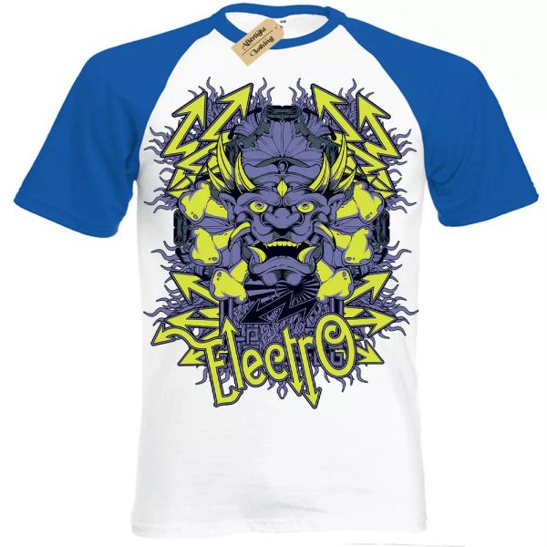 

electro camiseta danza rave club mÃºsica manga corta bÃ©isbol, White;black