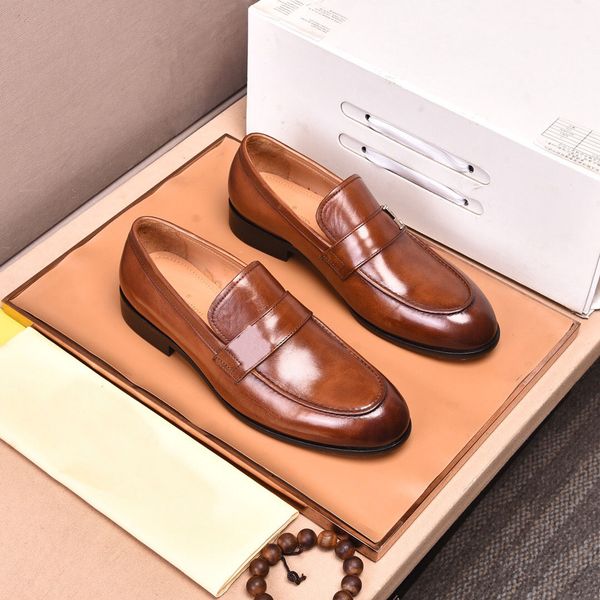 

new fashion gentlemen business driving flats handmade casual genuine leather loafers men brand designer party dress shoes size 38-44, Black