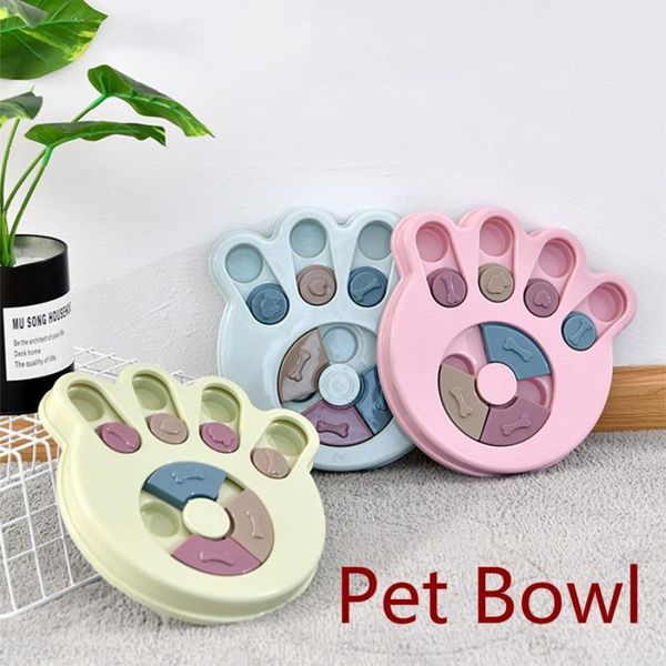 

dog toys & chews dowl slow feeder bowl anti-choking turntable puppy dogs food dispenser non slide bottom pets training educational