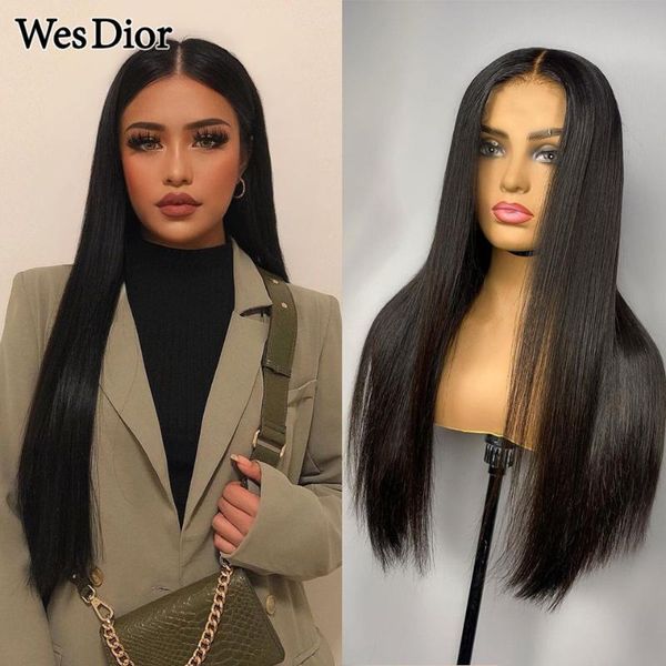 

lace wigs brazilian straight human hair 26 inch 13x4 hd transparent front for black women natural preplucked hairline, Black;brown