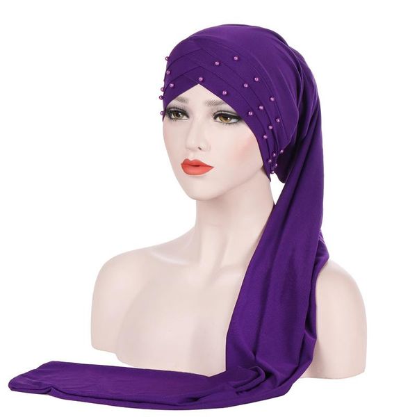 

muslim style beaded long tail cap milk silk ethnic clothing, Red