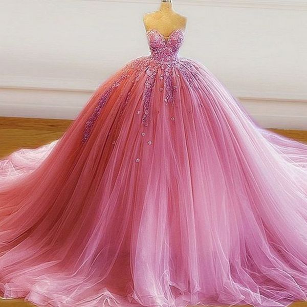 Tulle Quinceanera Vestidos Lace Appliques Flor Strapless Sweet 16 Dress Plus Size Vestidos de Festa de Prom