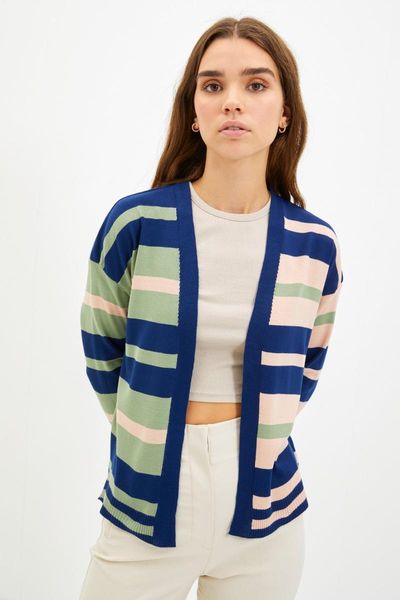 

women's knits & tees trendyol striped knitwear cardigan twoaw22hi0598, White