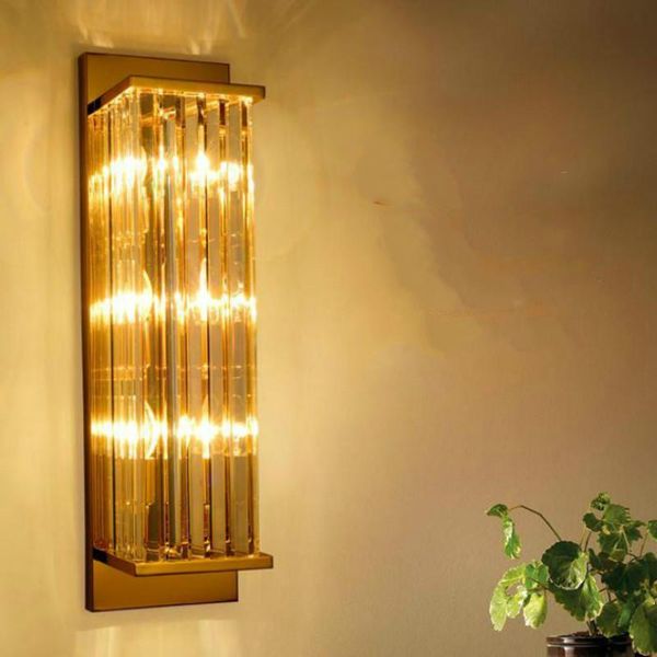 

wall lamp villa el modern long crystal sconce e14 led metal gold fixture bar living room study indoor vertical