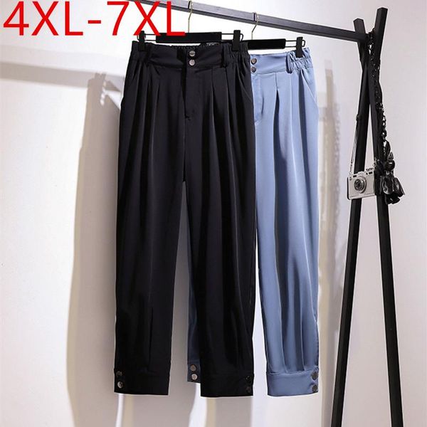 

plus size pants missfansiqi 2021 spring autumn long for women large loose casual button black blue trousers 4xl 5xl 6xl 7xl