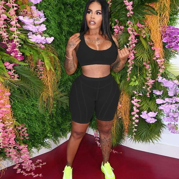 

women's tracksuits women mesh black two pieces sets see through hollow out sleeveless skinny shorts matching high street club outfi, Gray