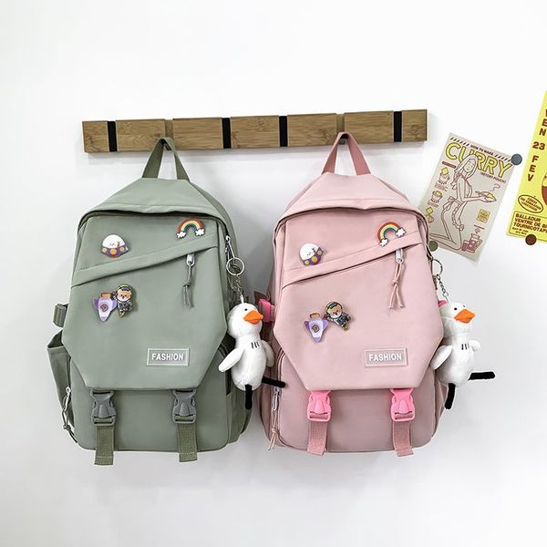 

backpack student nylon fresh large capacity hasp zipper school bag without pendant