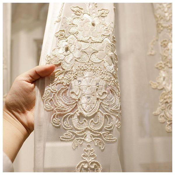 

curtain & drapes european and american high-quality luxury white embroidered voile for living room windows villa tulle bedroom els