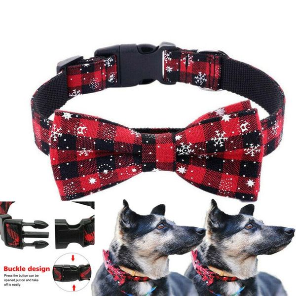 

christmas adjustable bow tie-collar necktie bowknot clothes for pet puppy dog cat collars & leashes
