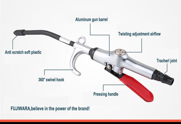 

water gun & snow foam lance 35cm long alloy handle pneumatic blow air car interior cleaning dust removing angled bent nozzle pistol grip too