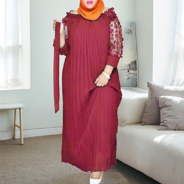 

two piece dress women pleated long appliques patchwork mesh sleeves off shoulder with waist belt party celebrate event occasion ve, White