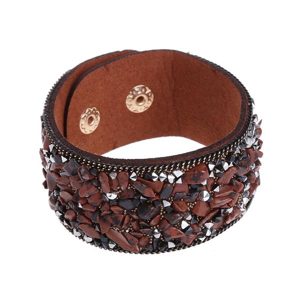 

fashion women handmade jewelry bohemian crystal gravel bangle men charm bracelet 19qc, Black