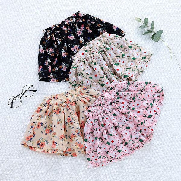 

shorts girls summer floral skirt fashion all-match outer wear p4432, Black