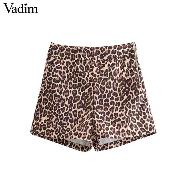 

women's shorts vadim women leopard print animal pattern pockets side zipper vintage female casual pantalones cortos sa069, White;black