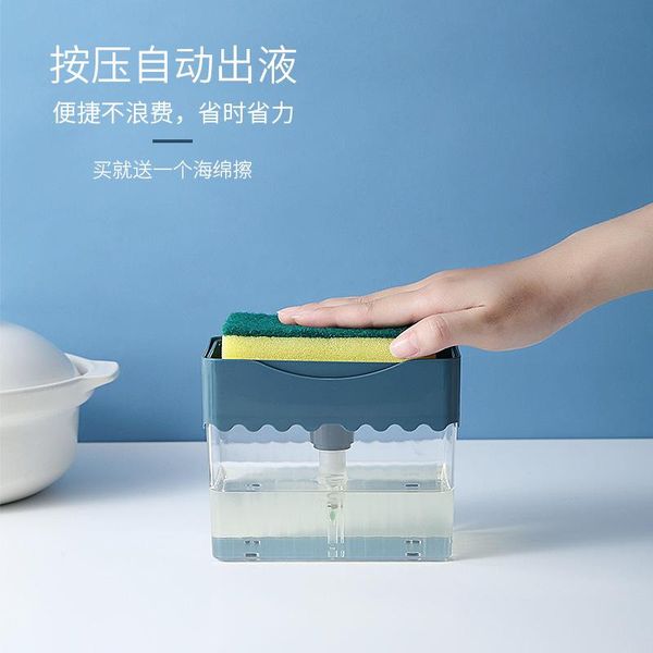 

storage bottles & jars creative kitchen brush dishwashing liquid dosing device press type automatic dispensing box scouring pad soap