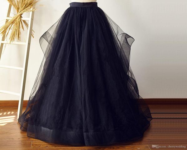 Chão de inverno Comprimento Tutu Prom vestido Saia Long Negro Horshair Tulle Nupcial Principal Feriado Fato Fato TS017CD