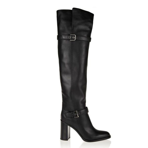 

boots size 31-45 women real genuine leather high heel over knee fashion long boot winter warm botas quality footwear shoes r5391 n6g5, Black