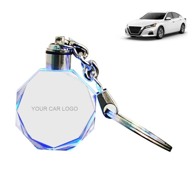 

keychains men luminous keychain crystal light changing stylish logo car keyring for automotive key accessories g8te, Silver