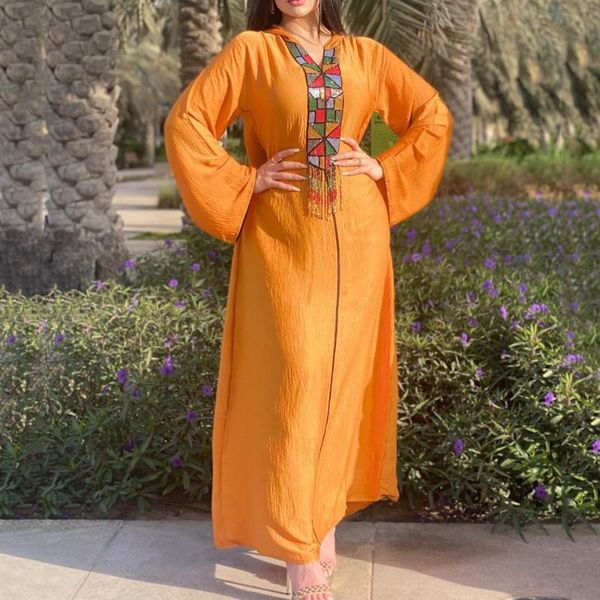 

casual dresses muslim women phnom penh dress fashion solid color hooded long sleeve middle east arab temperament robe, Black;gray