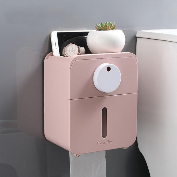 

toilet paper holders tissue box waterproof non-perforated bathroom pumping creative holder multifunction shelf