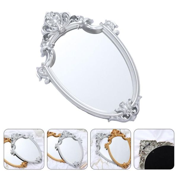 

mirrors 1pc vintage wall-mounted mirror embossed home decorative (silver)