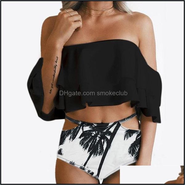 

two-piece suits swimming equipment sports & outdoors pattern flouncing swimsuit plus size bathing suit women high waist bikini lady off