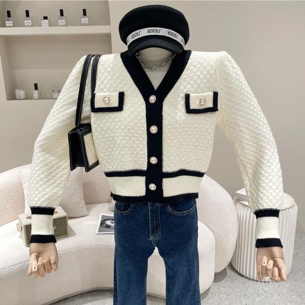 

women's knits & tees fall winter korean fashion casual short cardigan women oversized sweater coat elegant crop femme knitted outwear p, White