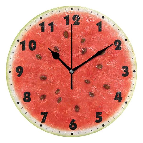 

wall clocks watermelon - silent clock 9.8" decorative frameless battery operated contemporary creative round