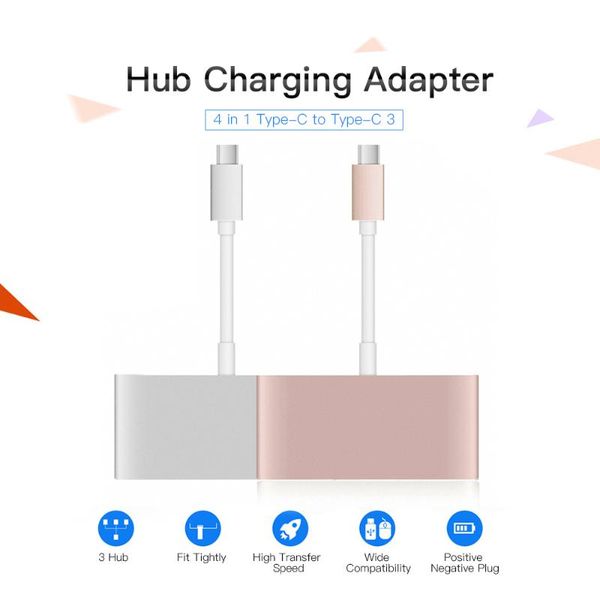 

hubs 4 in 1 type-c to 3 hub charging port usb 3.0 adapter cable c fast speed usb3.0 usb2.0