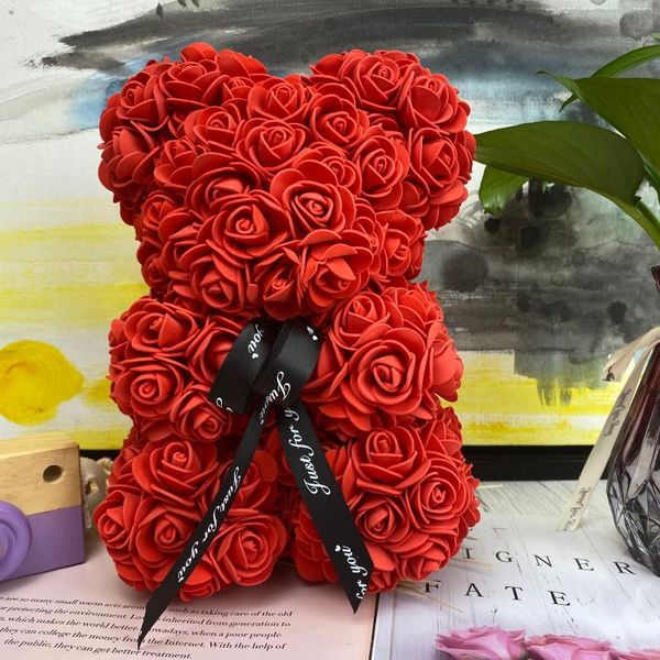 

decorative flowers & wreaths diy 25 cm rose bear with box mother's day gift