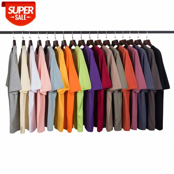 

hip-hop basic solid color t-shirt oversize drop shoulder round neck couple short sleeves #ei3k, White;black