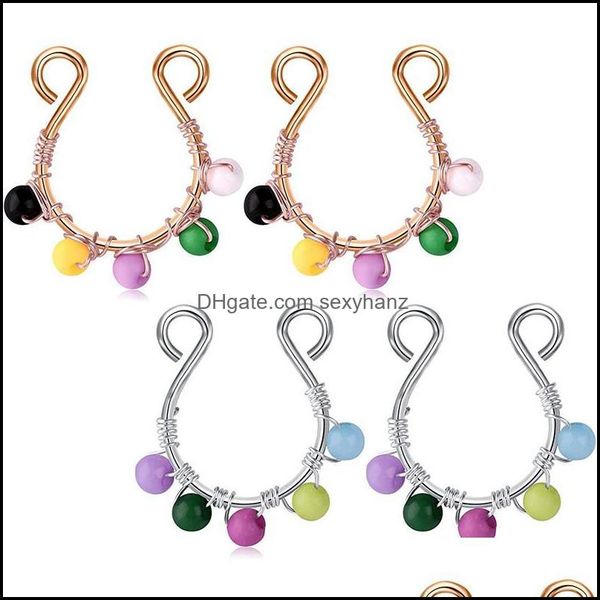 

other body jewelry fake clip on rings steel adjustable non-pierced piercing circar barbell faux 14mm drop delivery 2021 v9vit, Slivery;golden