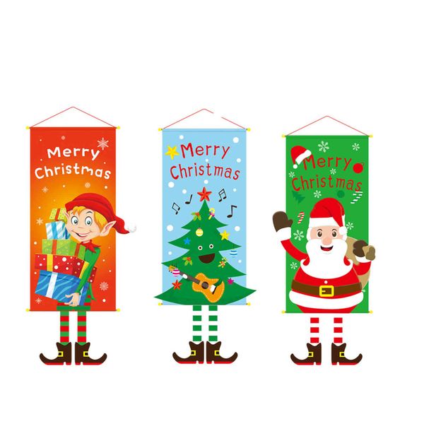 

new santa spirit cloth pendant layout christmas hanging flag