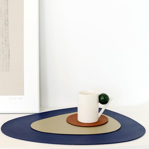 

mats & pads nordic 1 set of 3 leather drink table mat kitchen heat resistant round placemats coffee tea cup pad decor