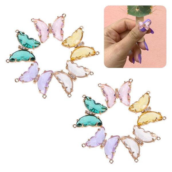 

nail art decorations 10pcs crystal metal charms semi-finished butterflies pendants for jewelry making, Silver;gold