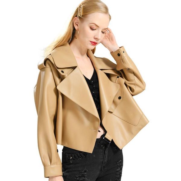 

leather women sheepshin coat spring new fashion real leather jacket, Black