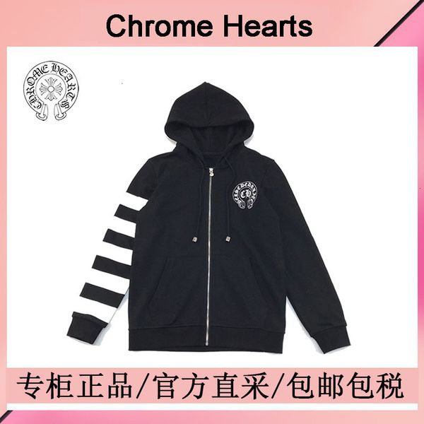 

winter horseshoe autumn cardigan hooded sweater stripe chcroxin zipper men's and women's coats pu4p, Black