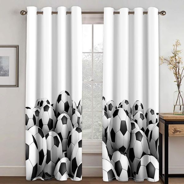 

curtain & drapes living room shading 90% decorative white football pattern home textile decoration bedroom perforated curtains