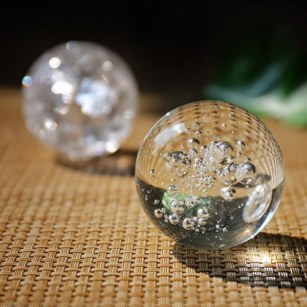 

novelty items 3/4/5/6/8cm crystal ice crack ball glass sphere feng shui ornament rocky water fountain bonsai home decor figurine