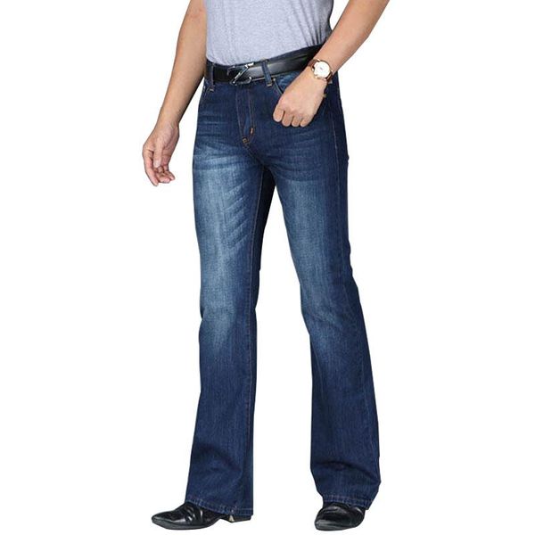 

leg trousers mid waist long flare jeans for men bootcut blue hommes men's