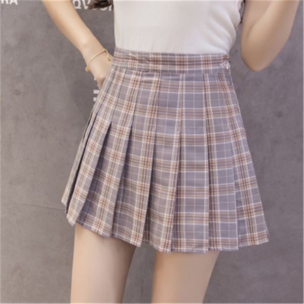

plaid skirt women 2021 autumn high waist a-line winter vintage casual lattice mini black short pleated skirts lady warm gray y2k