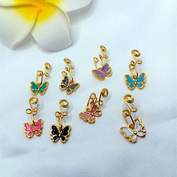 

color butterfly nose ring pure manual copper gold-plated clip false puncture nail jewelry