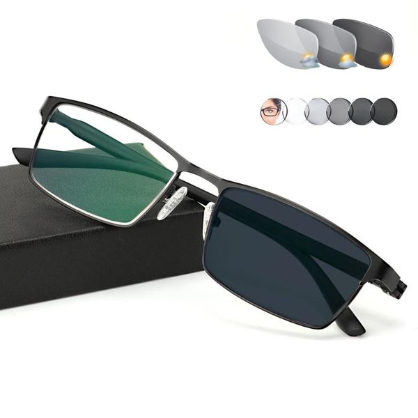 

sunglasses titanium alloy outdoor pochromic reading glasses men sun automatic discoloration presbyopia hyperopia glasse gafas de lectura, White;black
