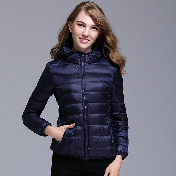 

women's jackets women basic hooded coats light thin 2021 spring autumn ladies slim overcoat filler duck down female s-7xl factory outle, Black;brown