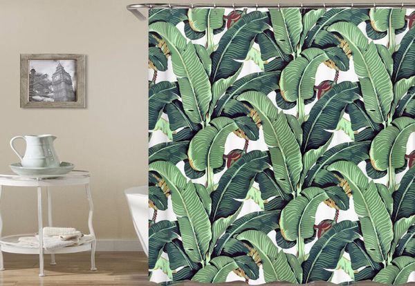 

shower curtains leaves palm leaf monstera banana curtain bath bathroom for bathtub bathing cover large wide with hooks
