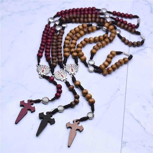 

kimter jesus prayer necklace jewelry charm religious wood rosary necklaces bead long pendant chains accessories 3 styles dhl p251fa, Silver