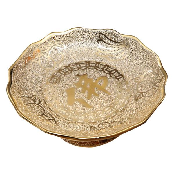 

bowls 1pc common temple offerings multi-purpose dishes versatile plates (golden)