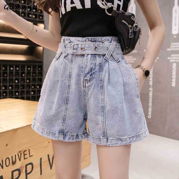 

summer denim waistband buttons women short washed a line loose 2xl wide leg womens fashion streetwear korean style students, White;black