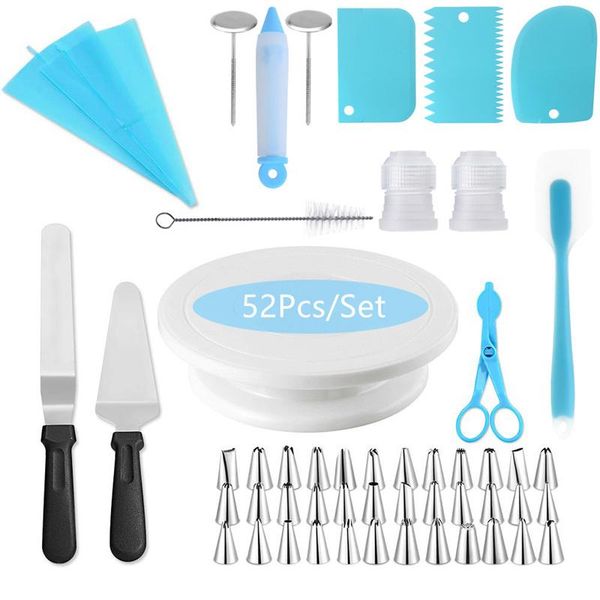 

52pcs/set cake turntable set multifunction decorating kit pastry tube fondant party kitchen dessert baking supplies & tools